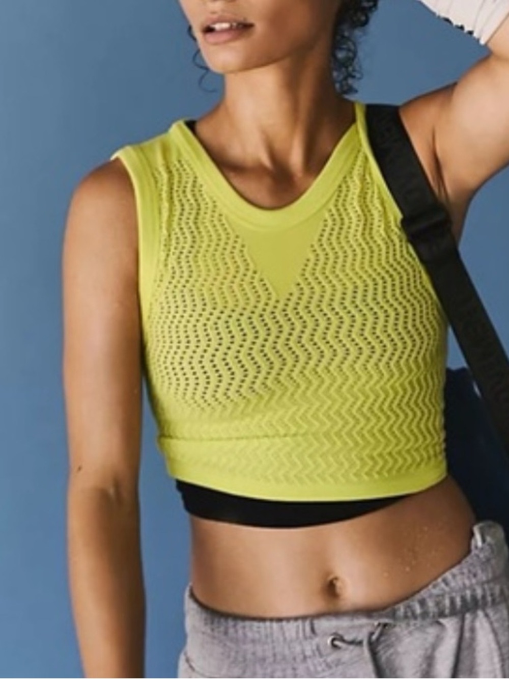 Free People FP Movement Throw textured muscle tank in Highlighter Lemon size M/L